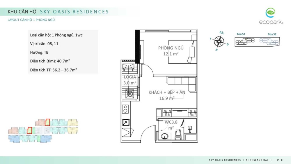 Căn hộ 1 ngủ giá rẻ tại chung cư Sky Oasis- KĐT Ecopark