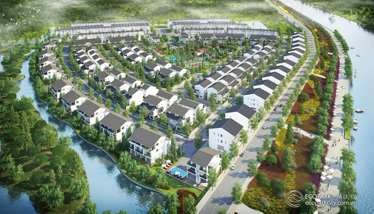 Nhà phố shophouse hướng sông Parkriver, KĐT Ecopark cho thuê giá mềm