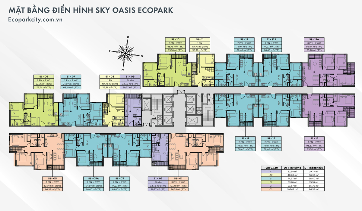 Mặt bằng điển hình tòa Sky - Ecopark