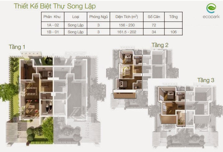 Mặt bằng thiết kế biệt thự song lập khu Vườn Tùng